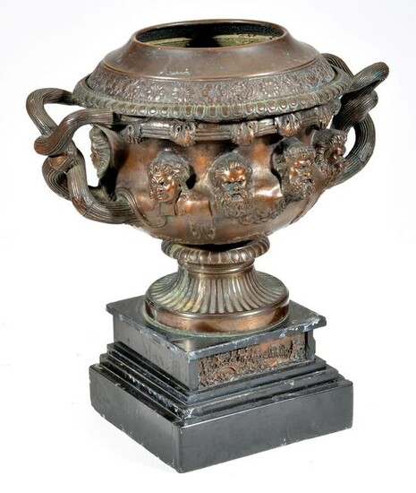 French Bronze Urn on Plinth, 19th c.