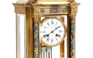 French Champleve Brass Clock Bigelow Kennard