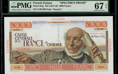 French Guiana, 5000 Francs specimen proof, ND (1947-1949), serial number O.00 000, (Pick 26sp)