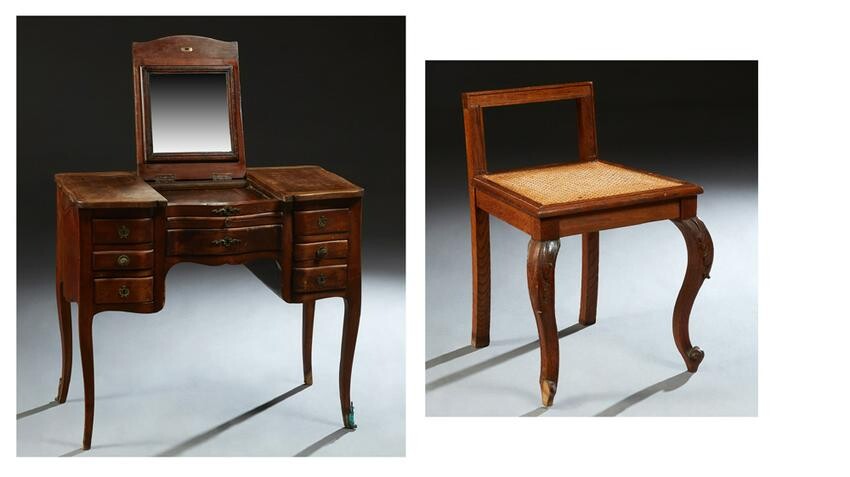 French Louis XV Style Carved Mahogany Dressing Table