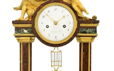 French Louis XVI Gilt Bronze & Marble Mantel Clock by Jacques-Claude-Martin Rocquet (1765-1816)