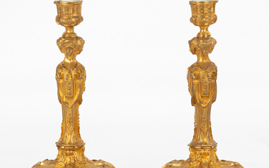 French Ormolu Candlestick Lamps