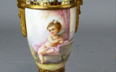 French Porcelain, Gilt-Bronze & Champleve Vase