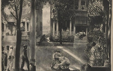 GEORGE BELLOWS (New York/Ohio, 1882-1925), Sixteen East Gay Street, 1924., Lithograph, 9.5” x