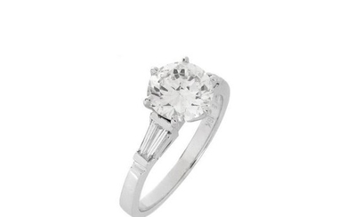 GIA Diamond and 18K Engagement Ring