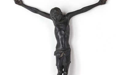 GIACOMO MANZU' (1908-1991) Crocifisso 1935 scultura in bronzo a patina scura cm...