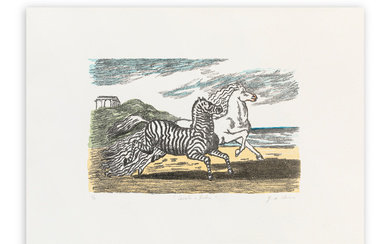 GIORGIO DE CHIRICO (1888-1978) - Cavallo e zebra (prima versione), 1974