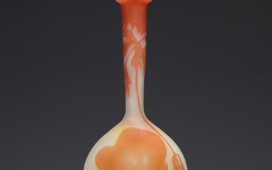 Galle orange soliflore vase decorated with flowers