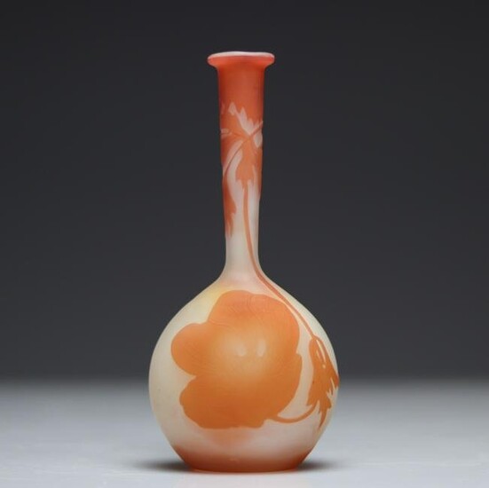Galle orange soliflore vase decorated with flowers