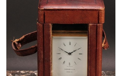 Garrard & Co - a large gilt brass carriage clock, 6.5cm rect...