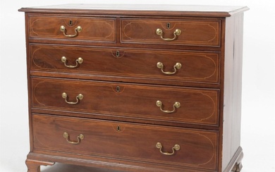 George III String Inlaid Mahogany Chest of Drawers