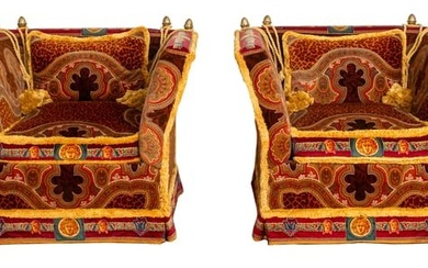 Gianni Versace Upholst. Knole Armchairs, Pair
