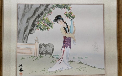 Girl with Vase Japanese Woodblock Print