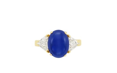 Gold, Cabochon Sapphire and Diamond Ring