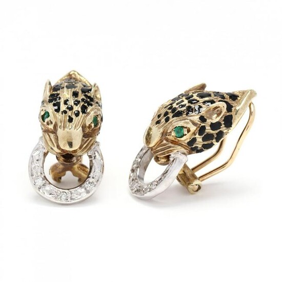 Gold and Gem-Set Jaguar Earrings