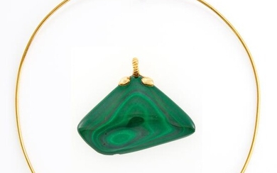 Gold and Malachite Pendant and Torque Necklace