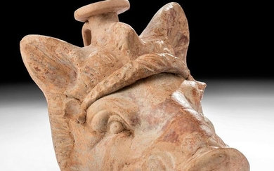 Greek Archaic Terracotta Aryballos - Boar Form