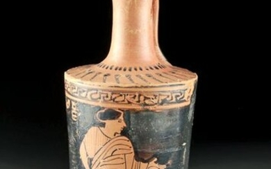 Greek Attic Red-Figure Lekythos w/ Lady