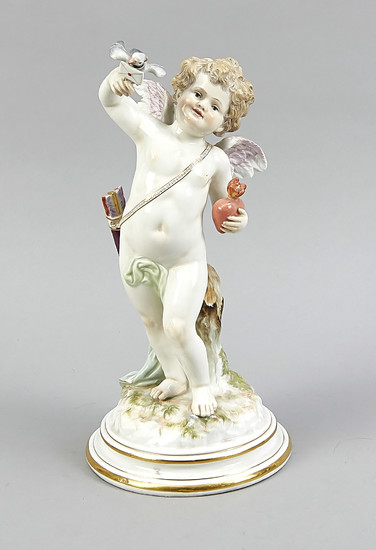 Large Cupid with Heart and Carrier Pigeon, Meissen,...