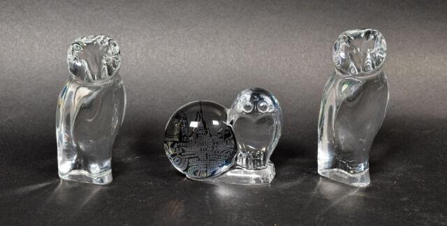 Grouping of Baccarat Crystal Owls