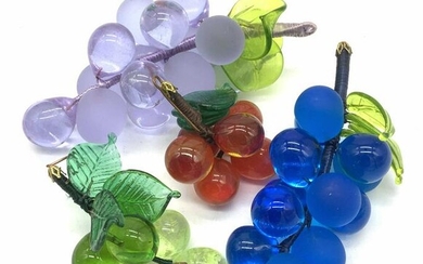 Grp 4 Colored Art Glass Grape Bunches