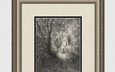 Gustave Dore Eve and the serpent (Milton's Paradise Lost) c. 1880 Woodcut Signed