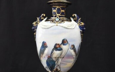 HAND PAINTED FRENCH ? BIRD LAMP WITH JEWELS