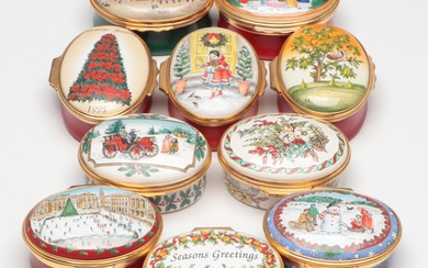 Halcyon Days Christmas Themed Enameled Boxes