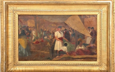 Hamilton Gibbs Wilde "Granada Market" 19th C. Oil
