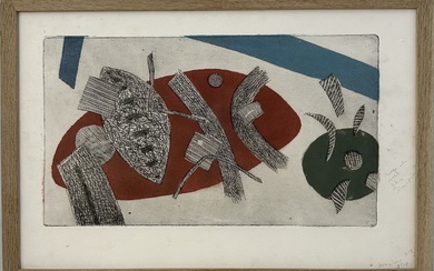 Henri GOETZ [américain] (1909-1989) Composition Gravure 32 x 49 cm à vue (légères griffures)