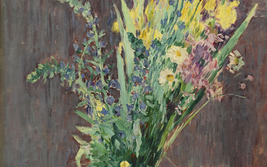 Henri Lebasque (1865-1937), Gerbe de fleurs dans un pot, huile sur toile, signée, 81x54 cmProvenance: Sotheby's, Londres, 7 décembre 1983