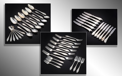 Horsens Silverware Factory and others 'Empire' silver dinner and lunch cutlery for 6 (49)
