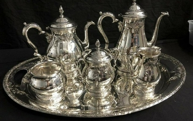 International Prelude Hand Chased Sterling Tea Set With