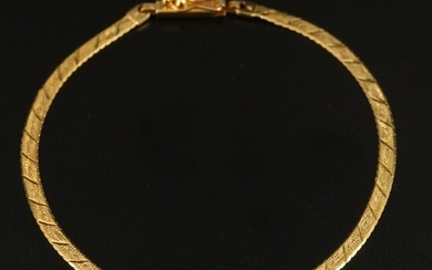 Italian 14K Textured Herringbone Chain Bracelet
