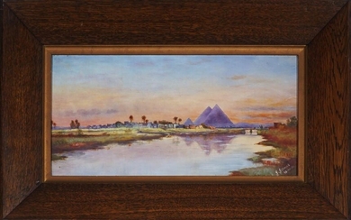 J. James - View of the Pyramids of Giza, 1918 19 x 39.5 cm (frame: 35 x 56 x 6 cm)
