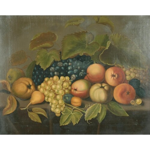 J. Pirie (19th Century) British. Still Life with Fruit on a ...