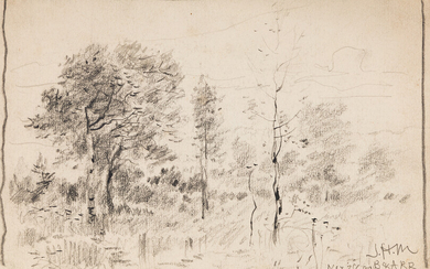 JAMES HENRY MOSER Collection of approximately 20 pencil landscape drawings. Each circa 1880-1910....