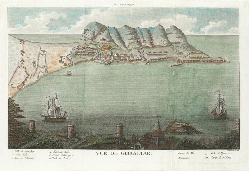 JAQUES NICOLAS TARDEU (1716 / 1791) "View of Gibraltar
