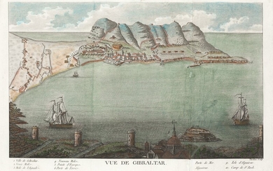 JAQUES NICOLAS TARDEU (1716 / 1791), Vista de Gibraltar y Bahía de Algeciras