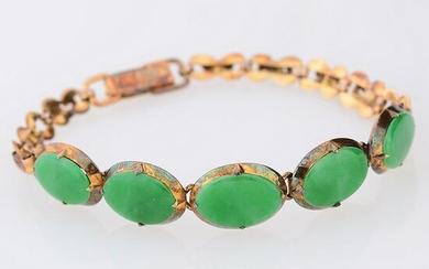 Jadeite Jade, 14k Yellow Gold Bracelet.