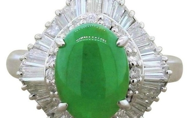 Jadeite Jade Diamond Platinum Ring
