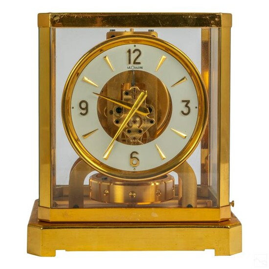 Jaeger LeCoultre Gilt Brass Glass Atmos Desk Clock
