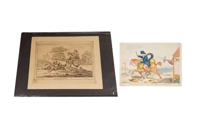 James Gillray - Scotch Harry on His Fast Trotter & Hounds Finding | etchings