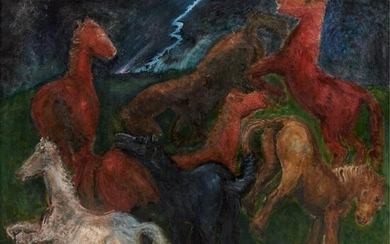 Jens Sondergaard (Danish, 1895-1957) Large "Horses" Oil