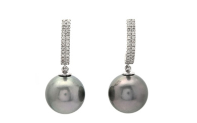 Jewellery Pearl earrings PEARL EARRINGS, 18K white gold, Tahitian pear...