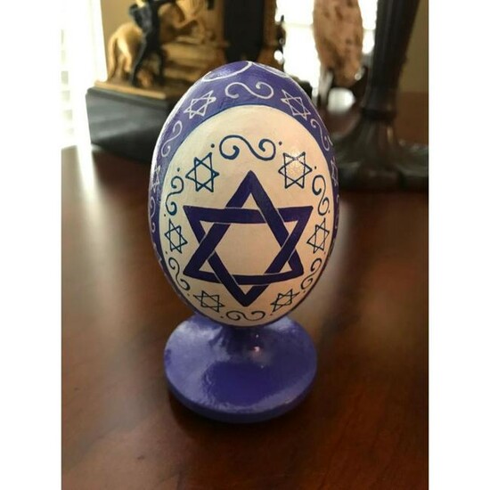Jewish Star of David Wooden Egg