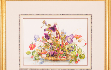 Julie Carlson, (American, 20th Century) - Basket of Flowers