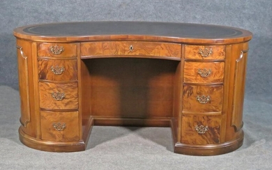 KIDNEY SHAPED LEATHER TOP WRITING DESK