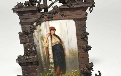 KPM Plaque with Carved Black Forest Frame