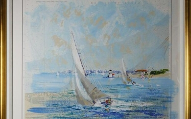 Kerry Hallam Acrylic on Chart, "Sailing Round Brant